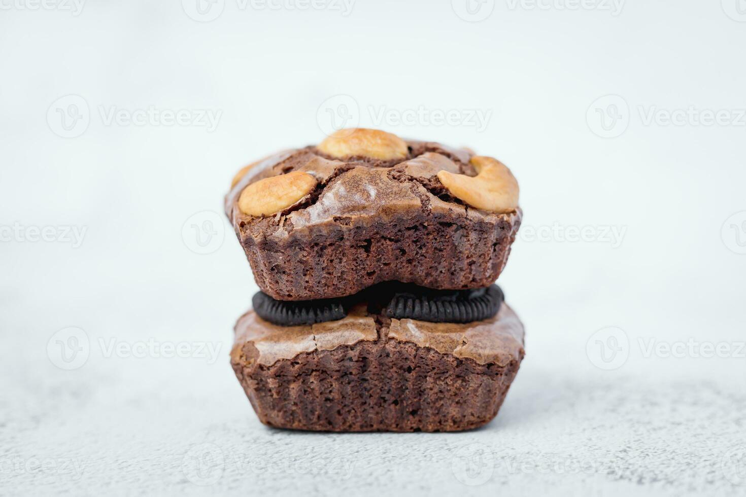 Brownies cake on white background photo