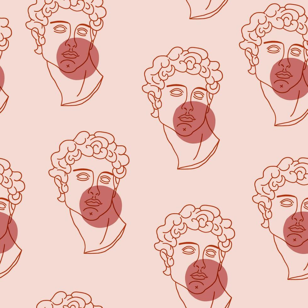 sin costura modelo con griego esculturas de los hombres caras. elegante vistoso antecedentes. popular arte, moderno antigüedad. vector