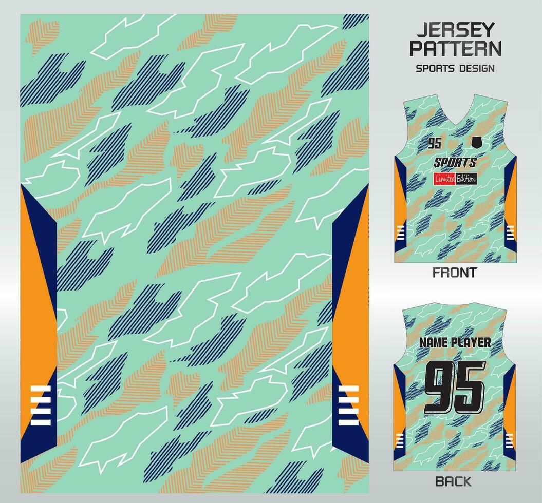 Pattern vector sports shirt background image.blue-orange camouflage lines pattern design, illustration, textile background for sports t-shirt, football jersey shirt