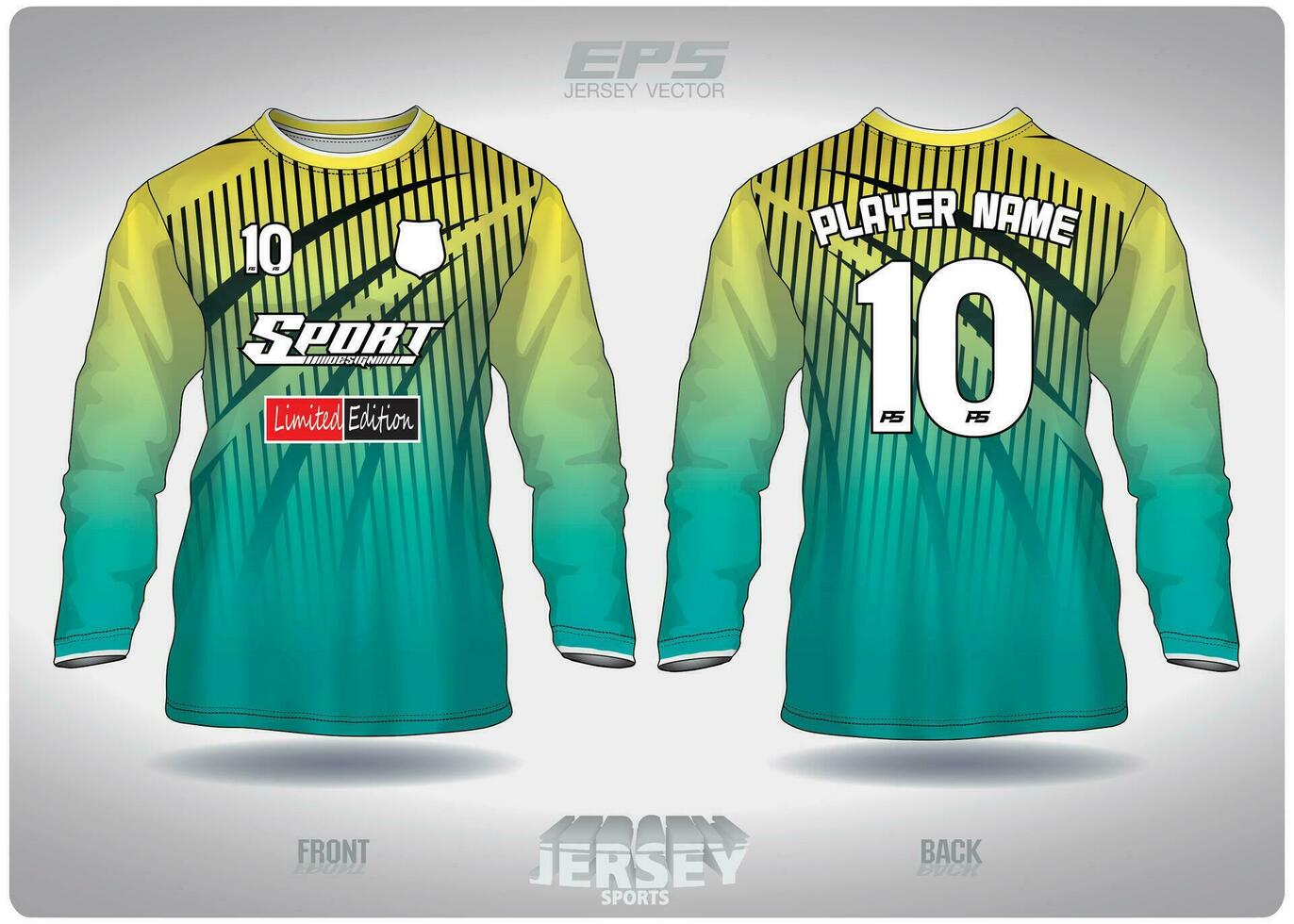 EPS jersey sports shirt vector.Yellow light is shining pattern design, illustration, textile background for round neck sports shirt long sleeves, football jersey shirt  long sleeves vector