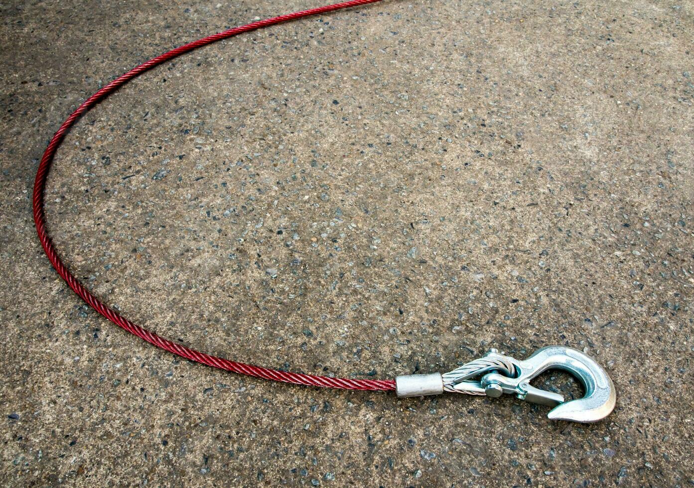 New cable and hook for install in the winch of car 26394635 Stock Photo