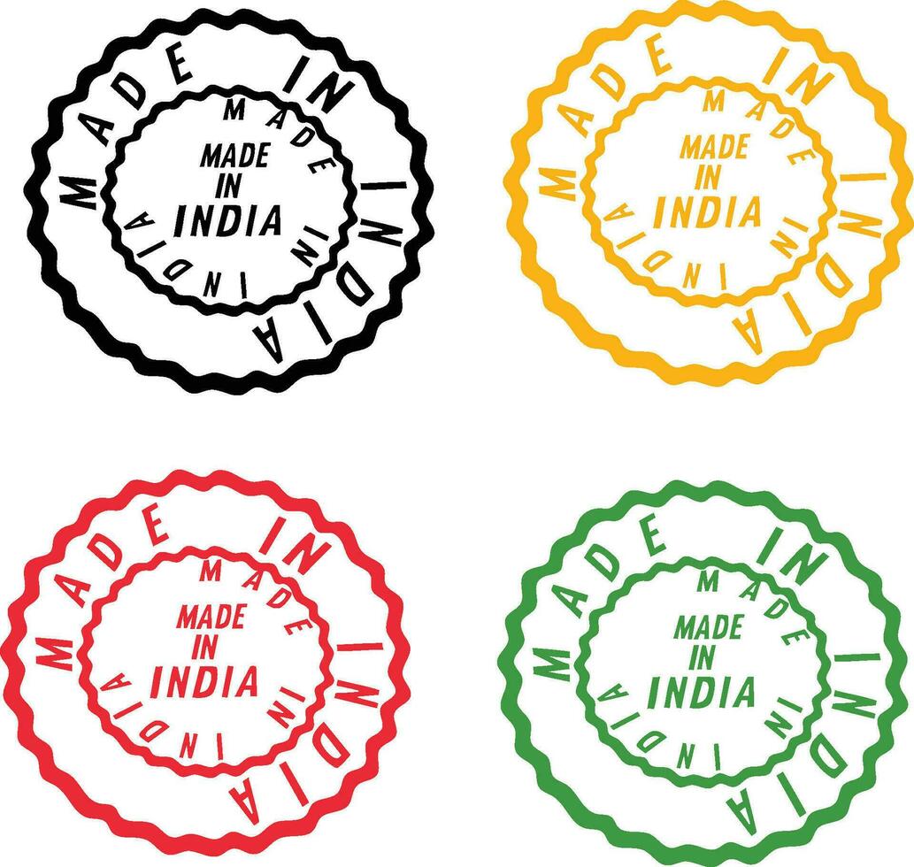 conjunto de etiquetas hecho en India etiqueta producto vector