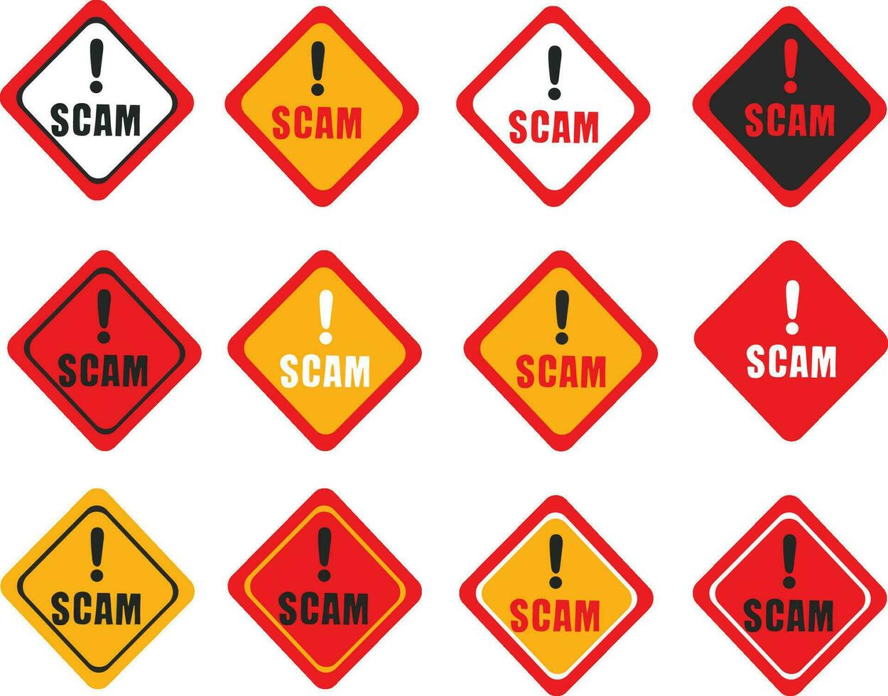 set of Scam alert warning protect vector
