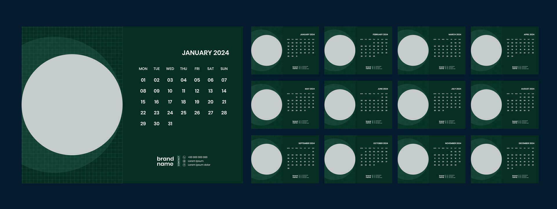 desk calendar 2024 template design vector