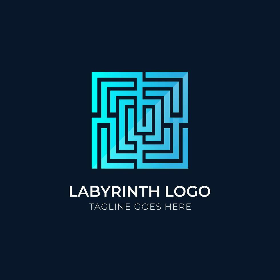 gradient labyrinth logo design vector