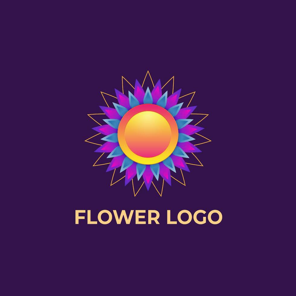 flor degradado logo tipo diseño vector