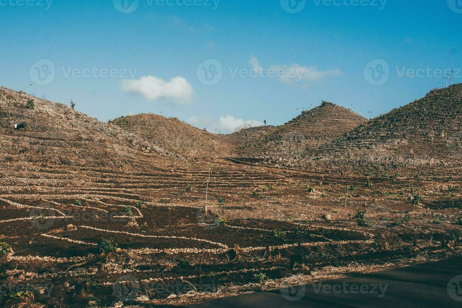Cultubeauty hill with the blue skyre of Jogja Indonesia man and woman photo
