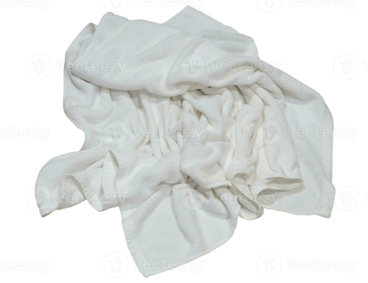 White crumpled towel isolated on white background with cllipping path photo