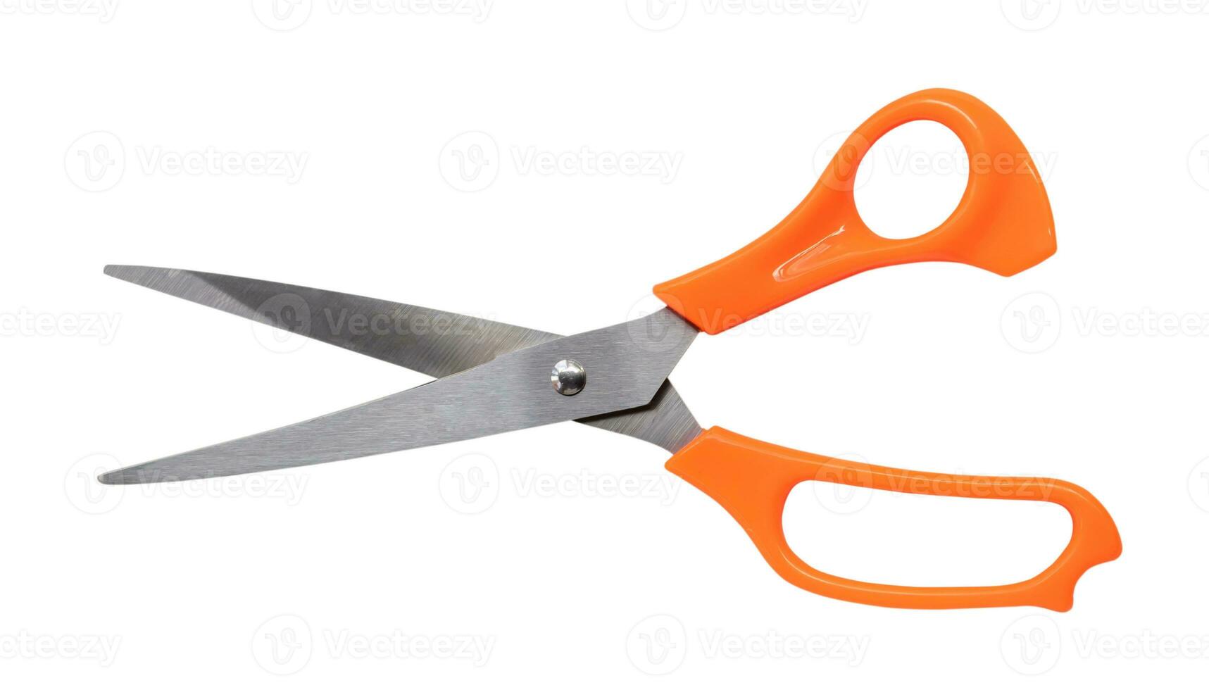 Multipurpose scissors with orange handle isolated on white background with clipping path. photo