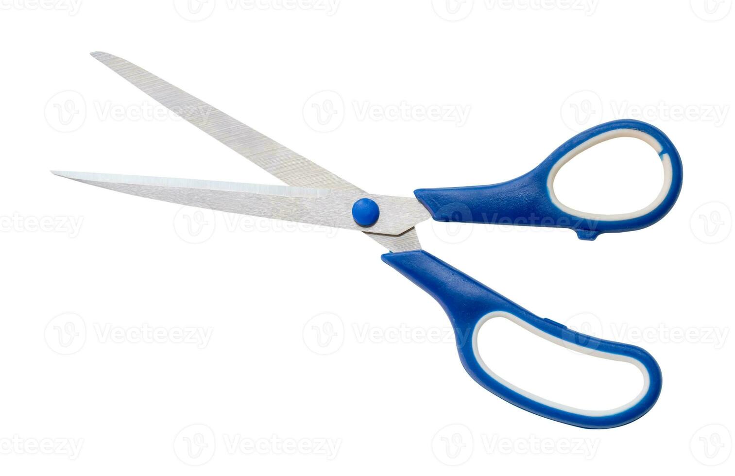 Multipurpose scissors with blue handle isolated on white background with clipping path. photo