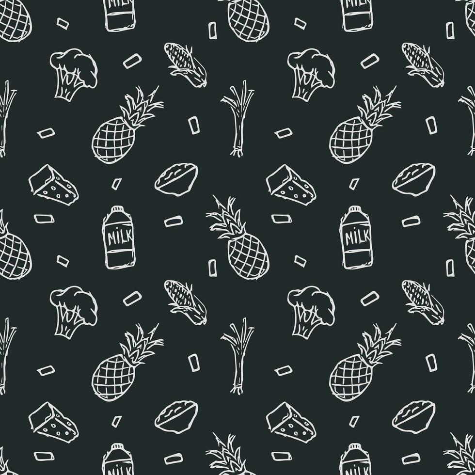 Healthy food pattern. Drawn healthy food background vector