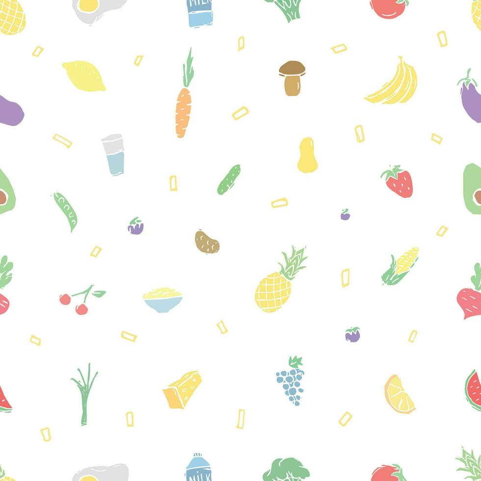 Healthy food pattern. Drawn healthy food background vector