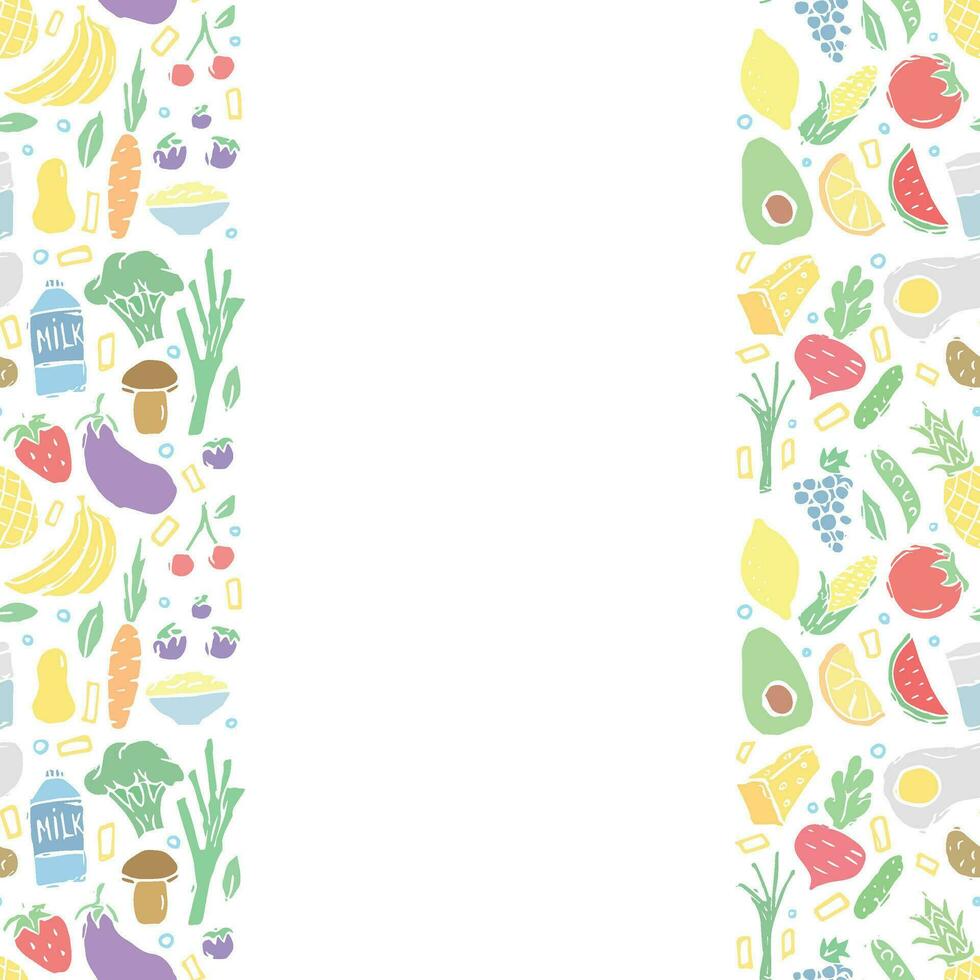 Healthy food frame. Drawn healthy food background vector