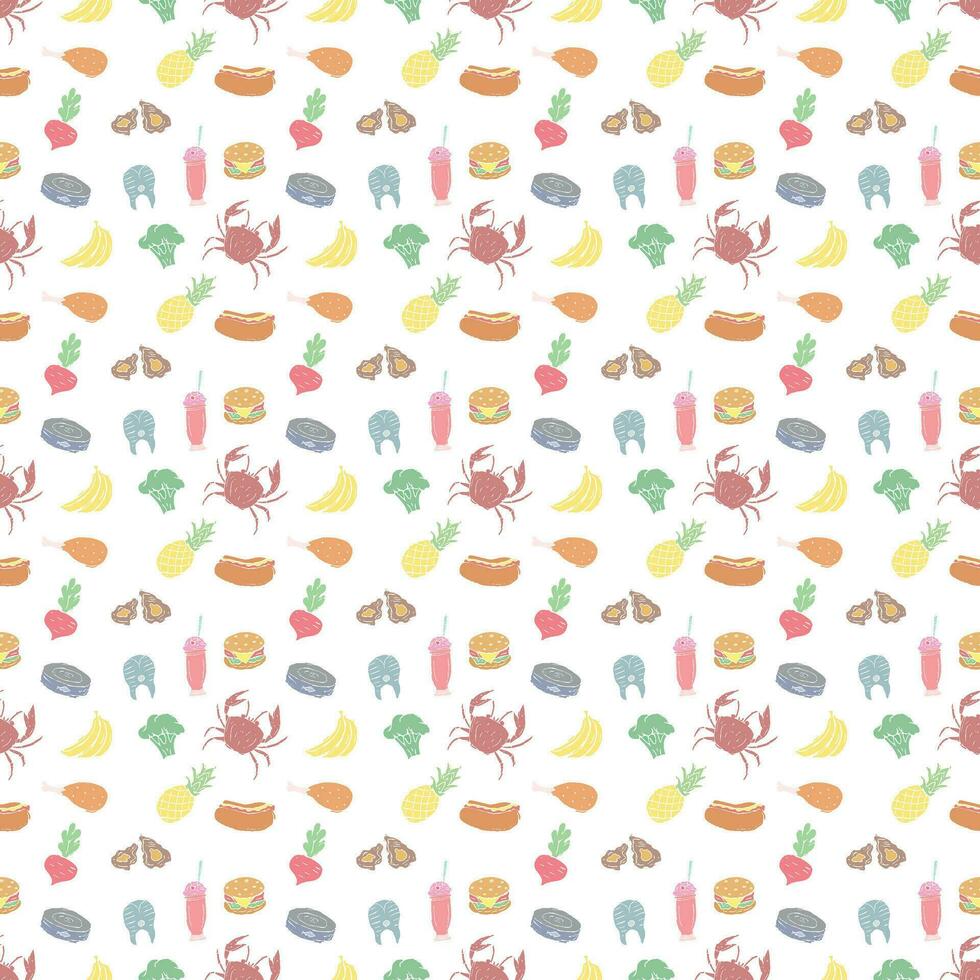 Seamless food pattern. Doodle food background vector