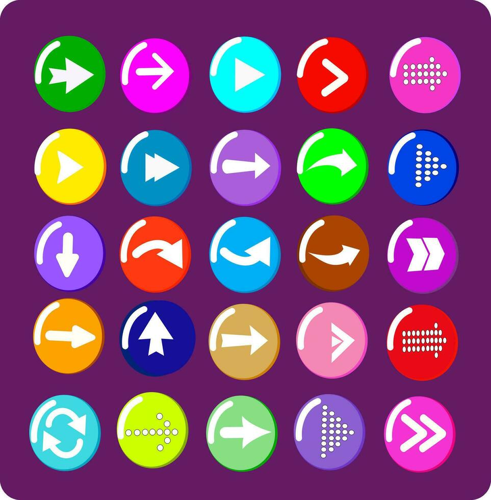 Flat and round set of arrow icons. Replaceable vector design.