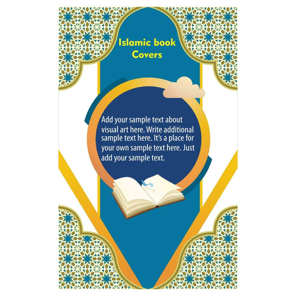 Islamic cover design, arabic pattern ornamental background and border frame vector