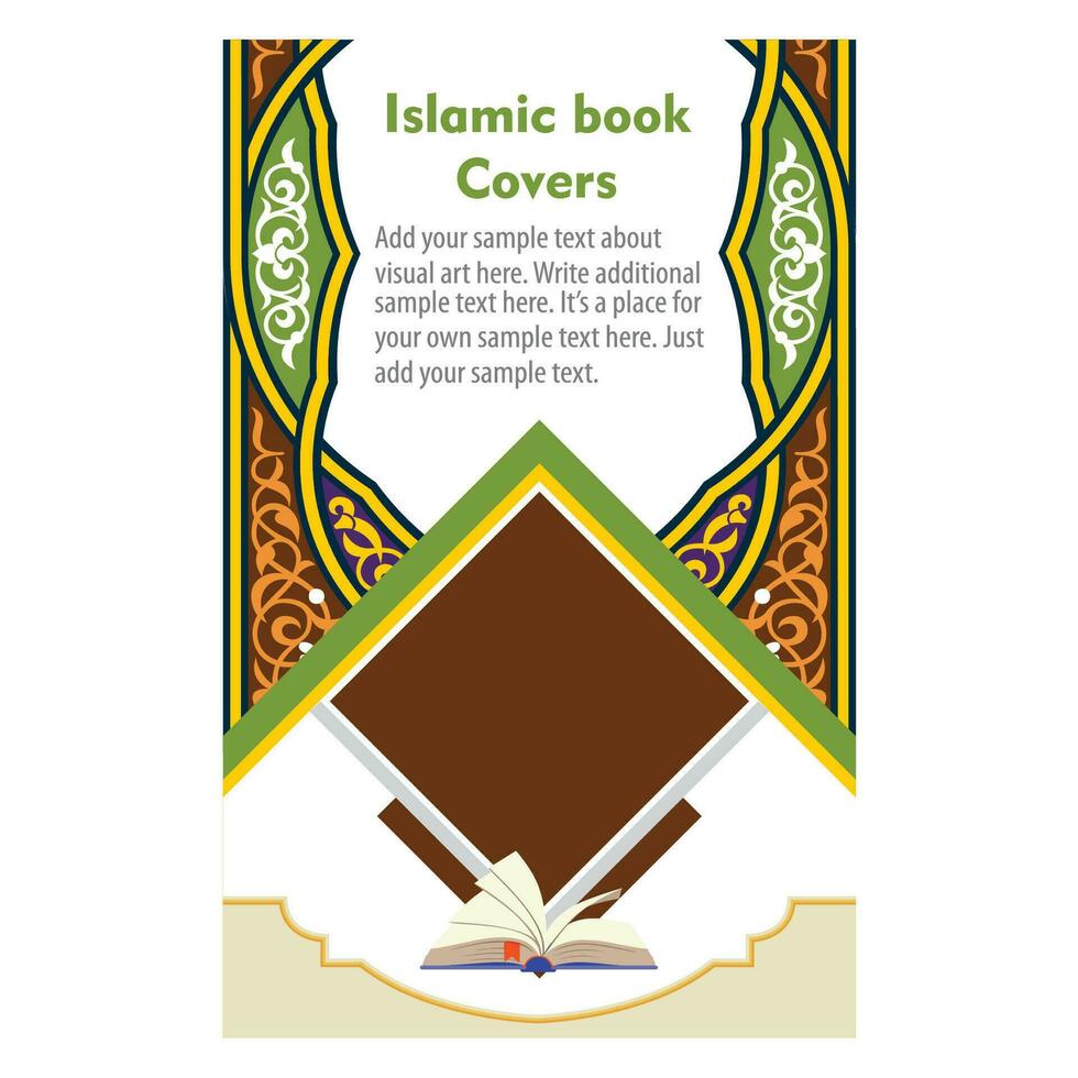 Islamic cover design, arabic pattern ornamental background and border frame vector