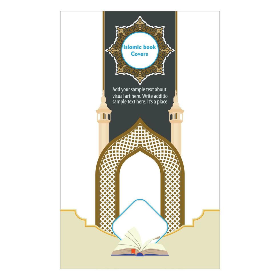 PrintArabic Islamic Style Book Cover Design with Arabic Pattern vector