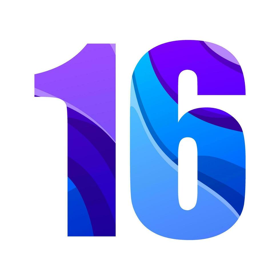 colorful gradient number 16 logo design vector