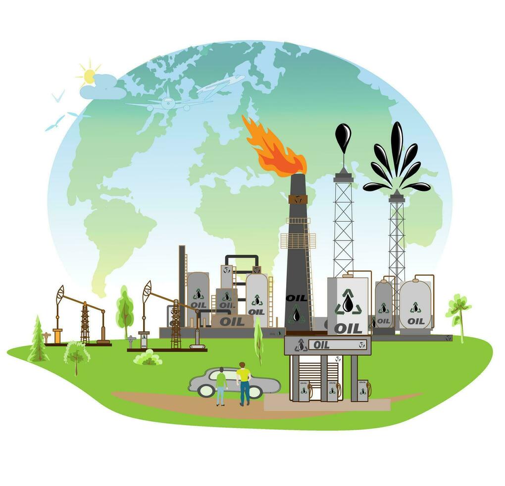 Green Industry Eco Power Factory Good environment ozone air low carbon.Illustration  for banner. vector