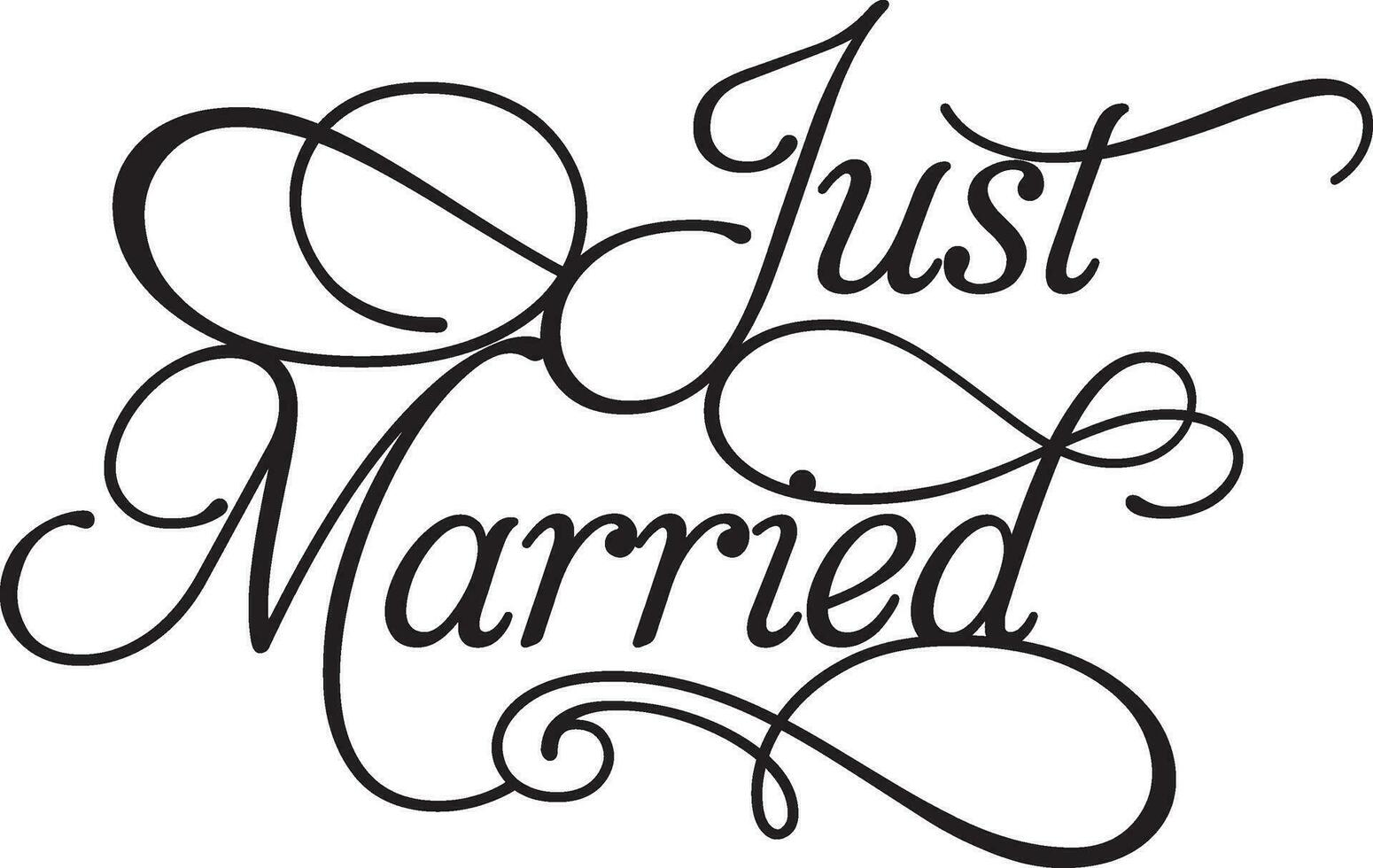Just Married silhouette sign vector download love swirl wedding special day