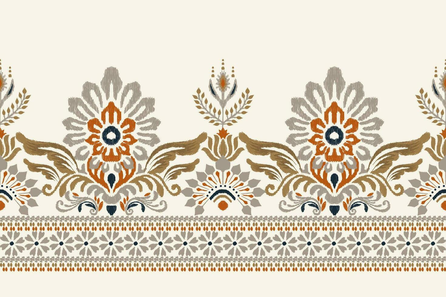 Ikat floral paisley embroidery on white background.Ikat ethnic oriental pattern traditional.Aztec style abstract vector illustration.design for texture,fabric,clothing,wrapping,decoration,sarong.