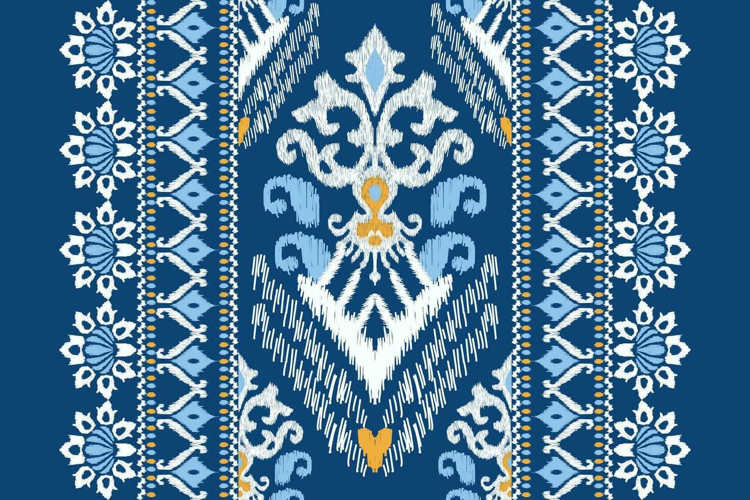 ikat floral cachemir bordado en azul fondo.ikat étnico oriental modelo tradicional.azteca estilo resumen vector ilustración.diseño para textura,tela,ropa,envoltura,decoración,bufanda,alfombra.