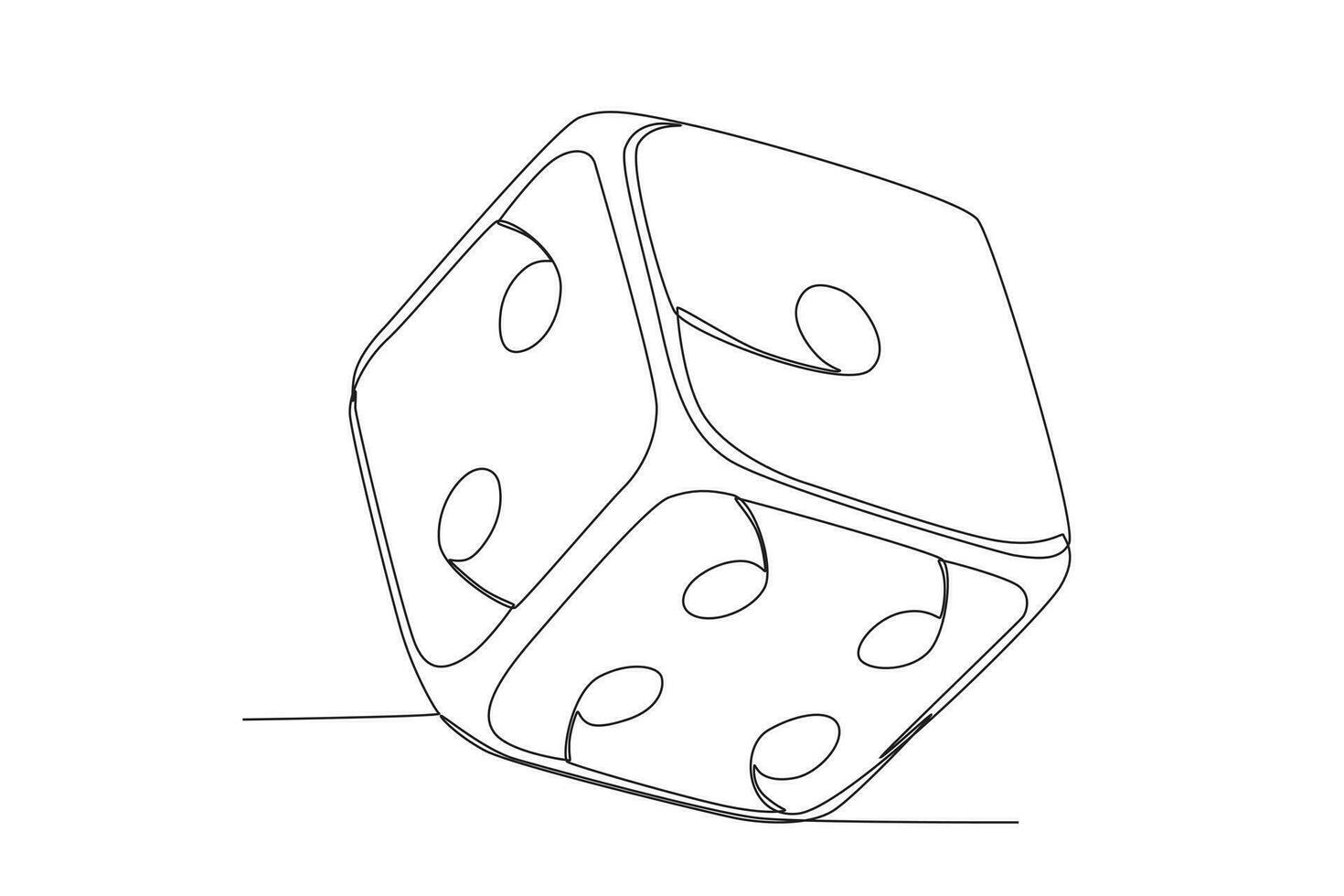 Vector one continuous line drawing of dice, isolated dice vector sketch