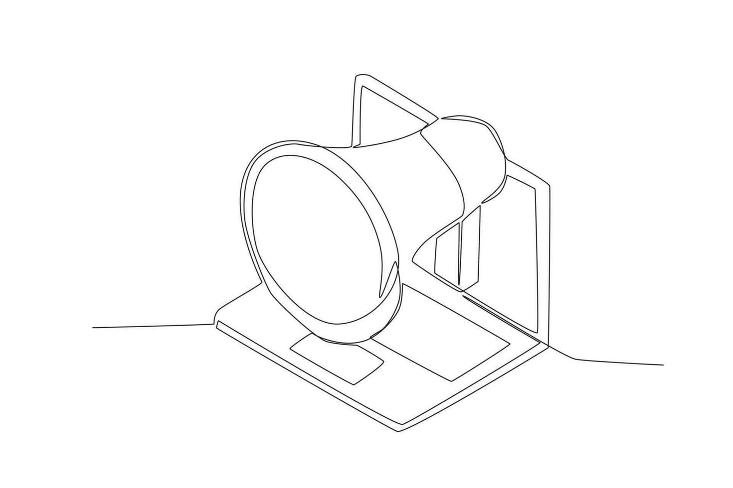Continuous one line drawing hand holding megaphone coming out from laptop screen marketing concept single line vector