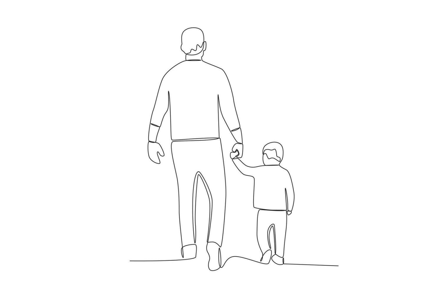 Vector continuous line drawing happy father piggybacking cute little boy playing with dad vector