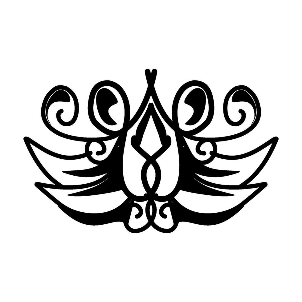 Clásico barroco victoriano marco floral frontera ornamento hoja Desplazarse grabado retro floral decorativo diseño modelo negro y blanco tatuaje japonés filigrana caligrafía vector batik, ilustración clase