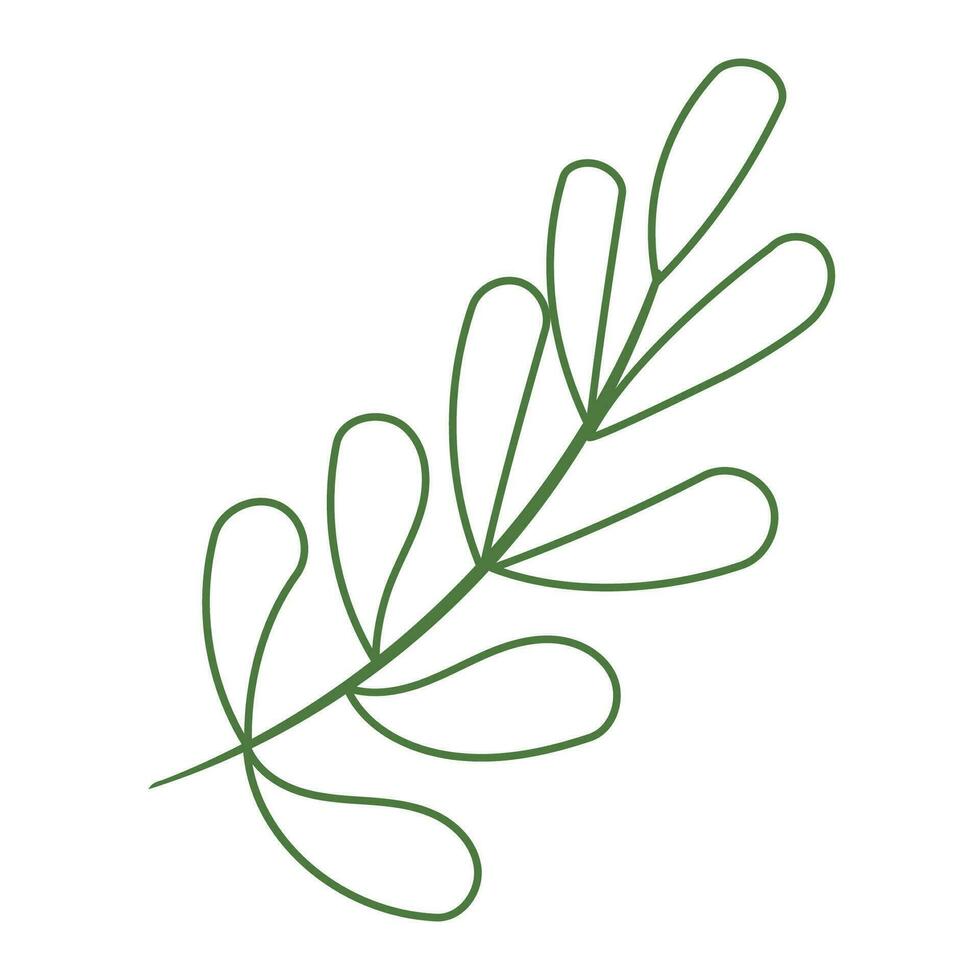 leaf branch line green doodle element icon vector