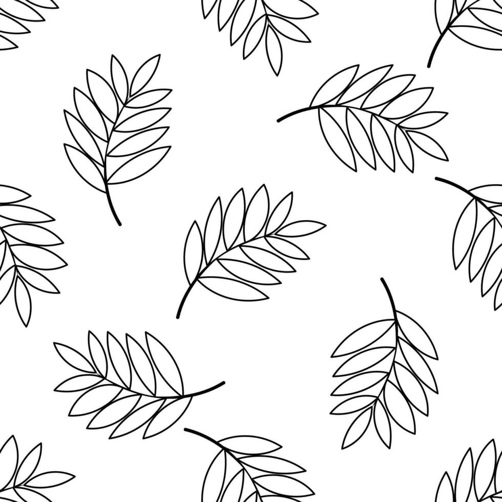 leaf branch line forest doodle background pattern vector