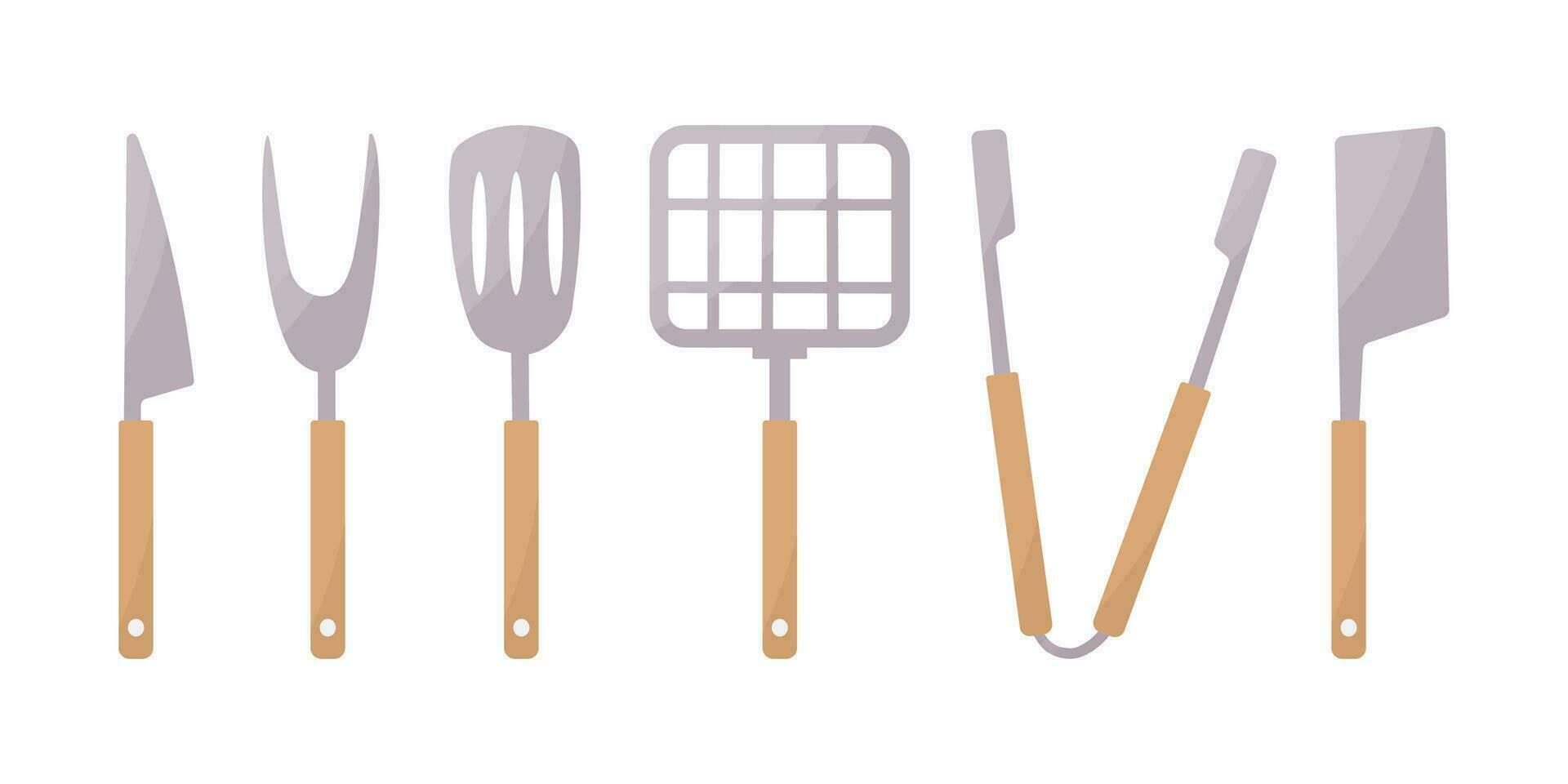 kitchen tools bbq grill cook elements set vector