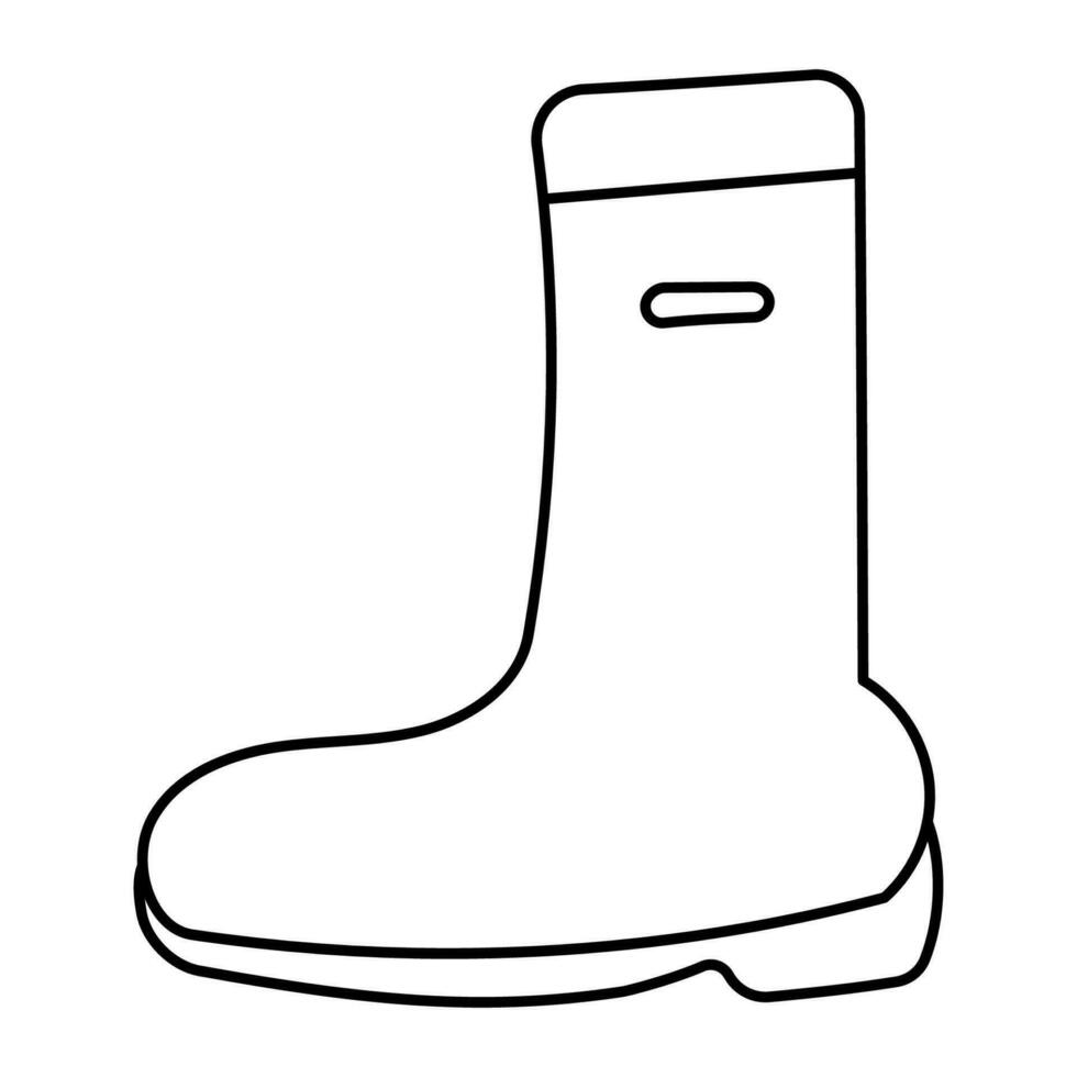 boot rubber rain line doodle element icon vector