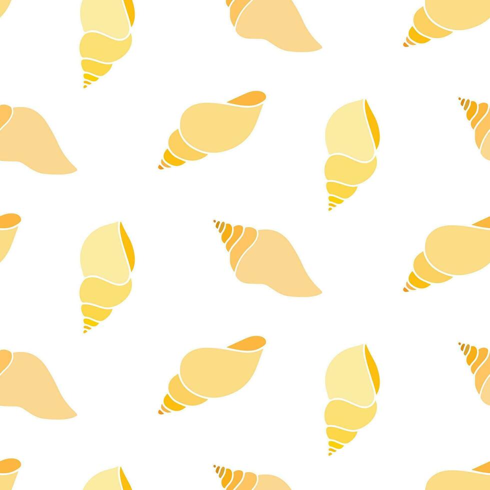 Seamless pattern of hand drawn seashells on isolated background. Design for summertime celebration, scrapbooking, wedding invitation, textile, home decor, nursery decoration, paper craft. vector