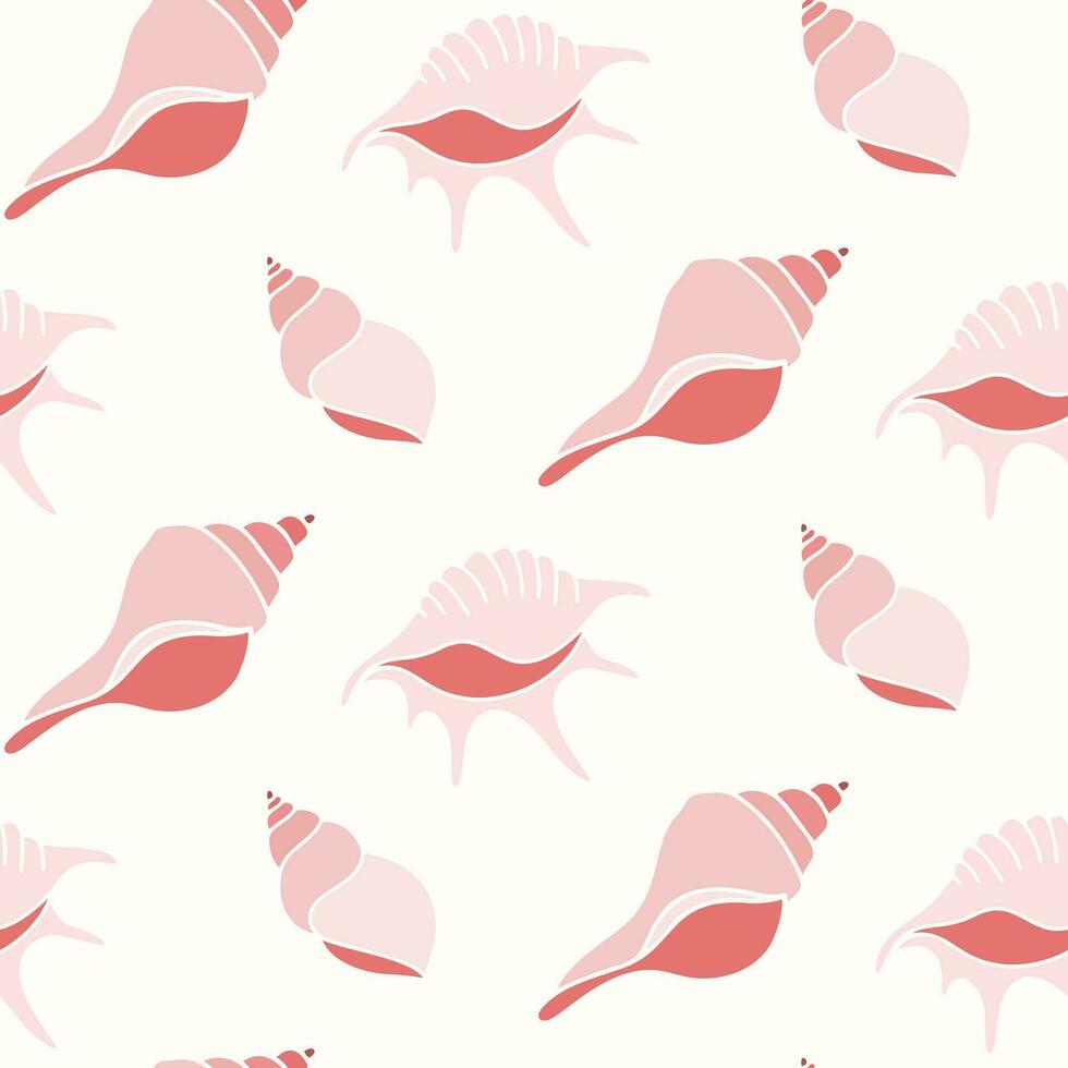 Seamless pattern of hand drawn seashells on isolated background. Design for summertime celebration, scrapbooking, wedding invitation, textile, home decor, nursery decoration, paper craft. vector