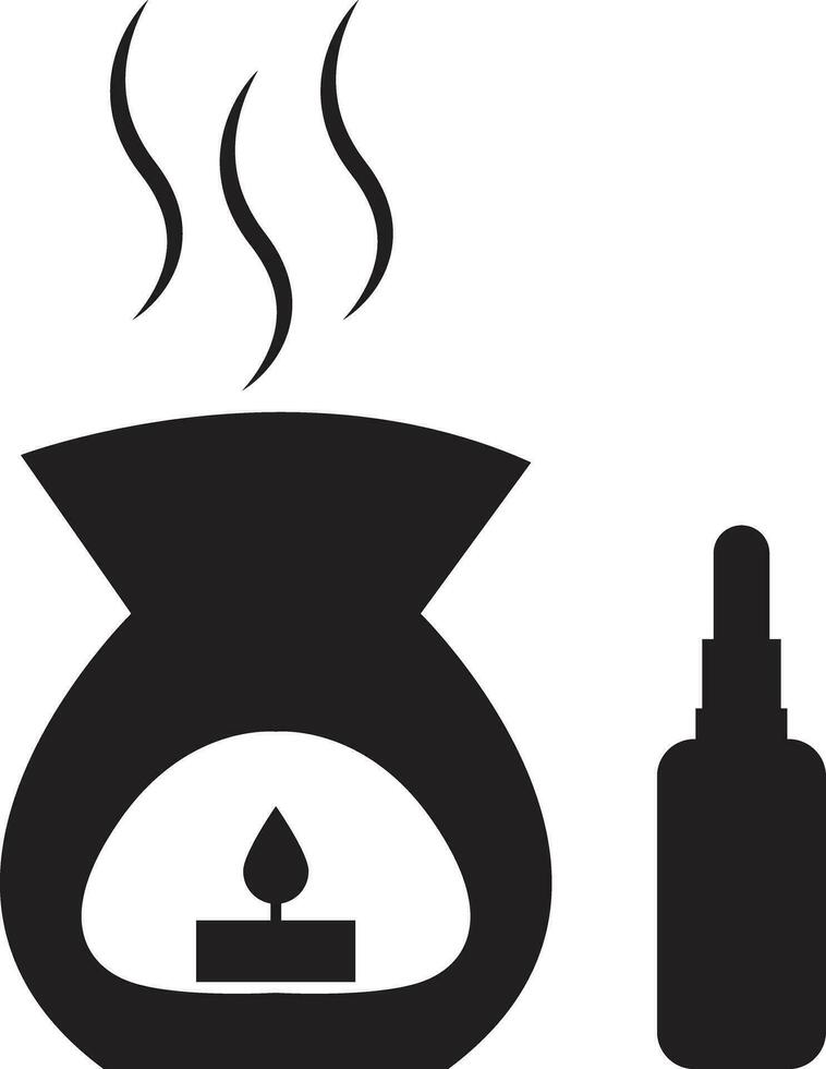 aroma terapia icono. aromaterapia signo. esencial aceites con aroma lámpara símbolo. difusor logo. plano estilo. vector
