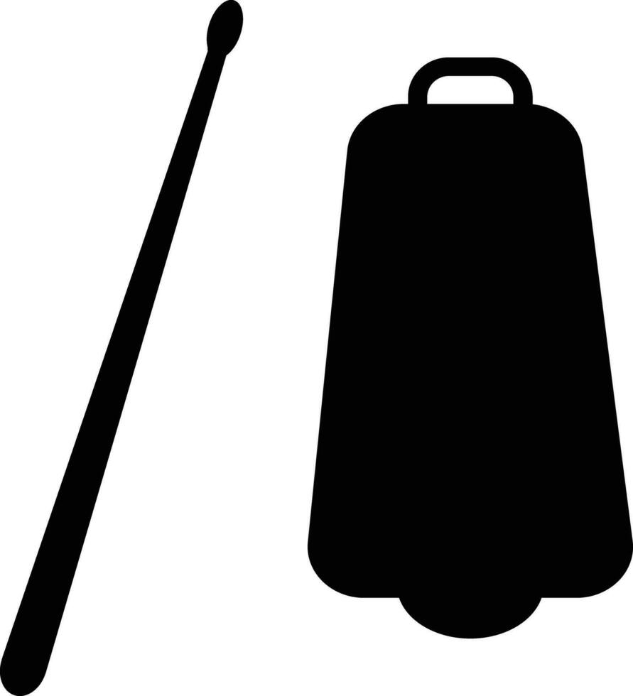 Cowbell icon. Cowbell and Drumstick sign. Cowbell with Stick musical instrument symbol. flat style. vector