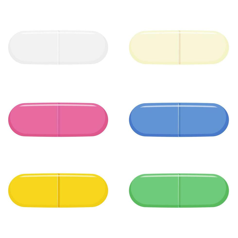 Different color set of pills isolated on white vector