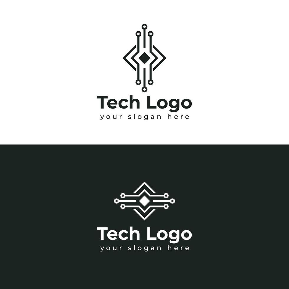 Technology logo template vector illustration graphic geometric tech logo