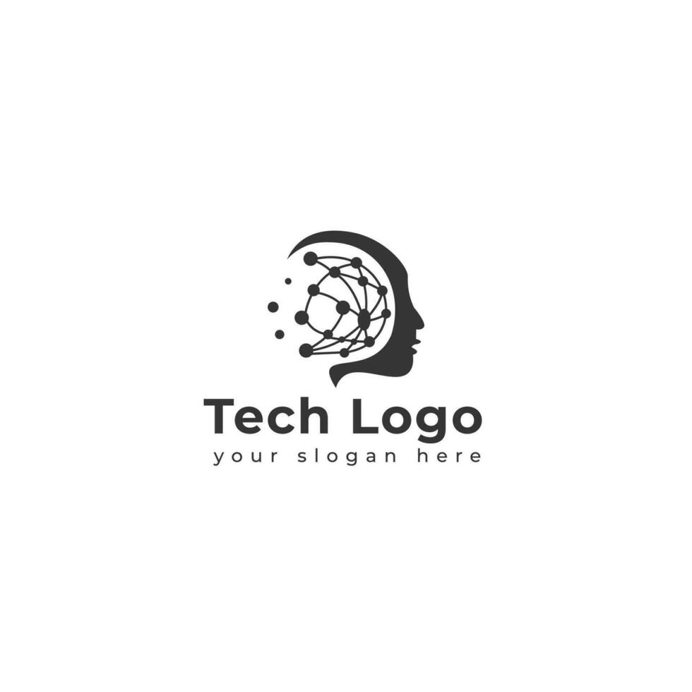 Technology logo template vector illustration graphic geometric tech logo