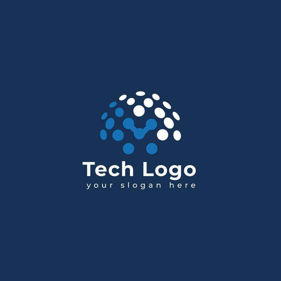 Technology logo template vector illustration graphic geometric tech logo