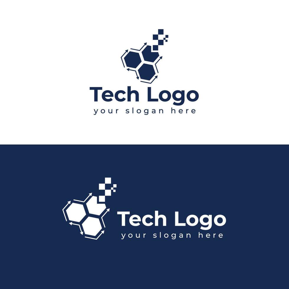 Technology logo template vector illustration graphic geometric tech logo