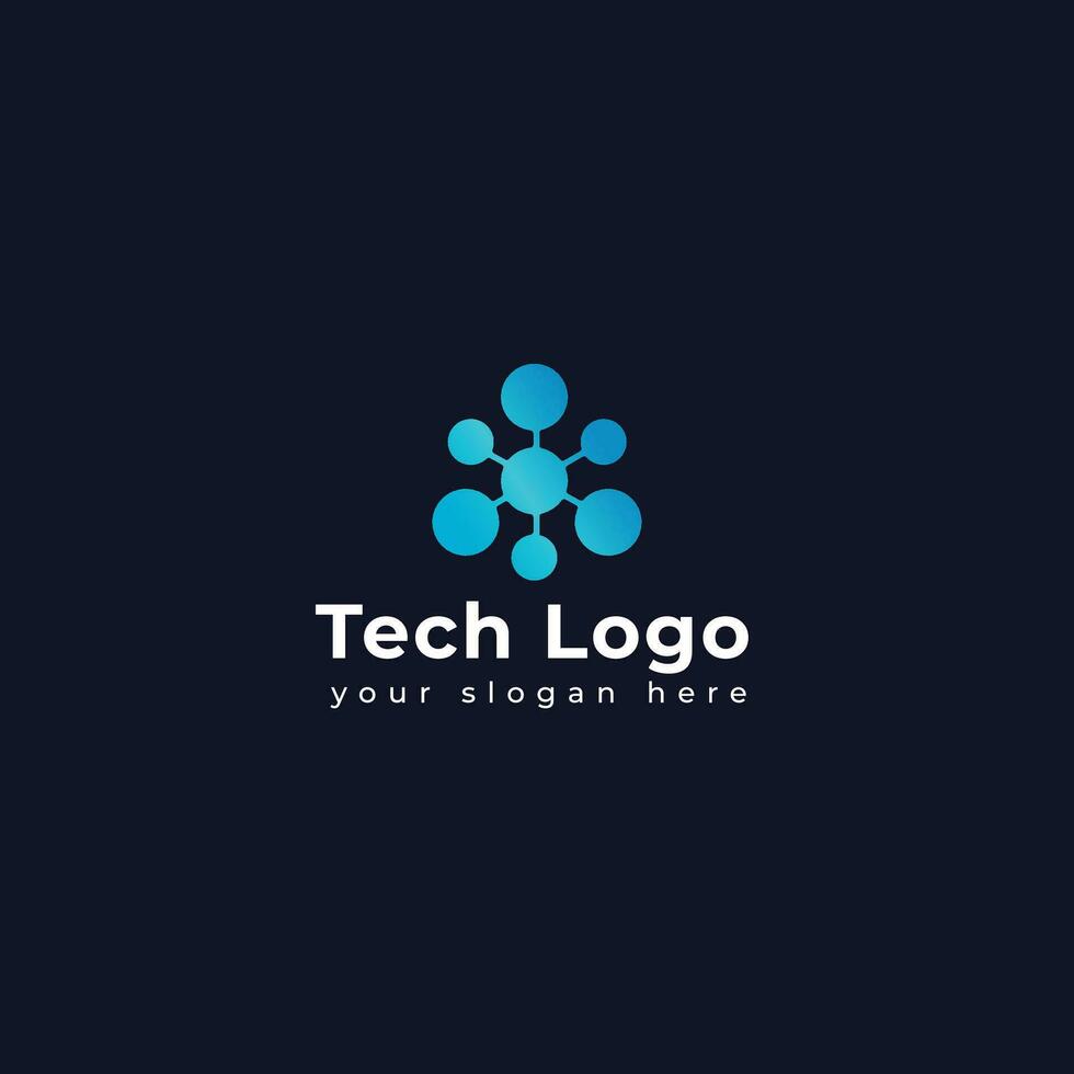 Technology logo template vector illustration graphic geometric tech logo