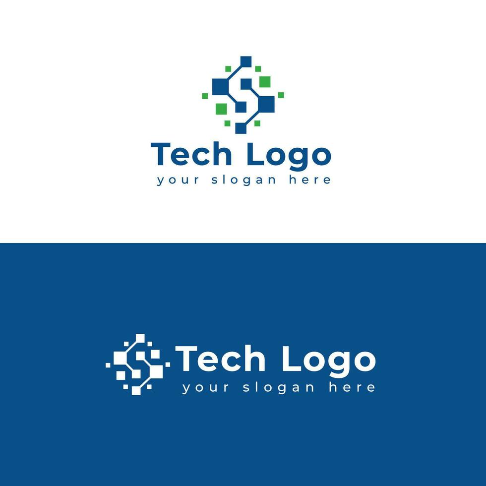 Technology logo template vector illustration graphic geometric tech logo