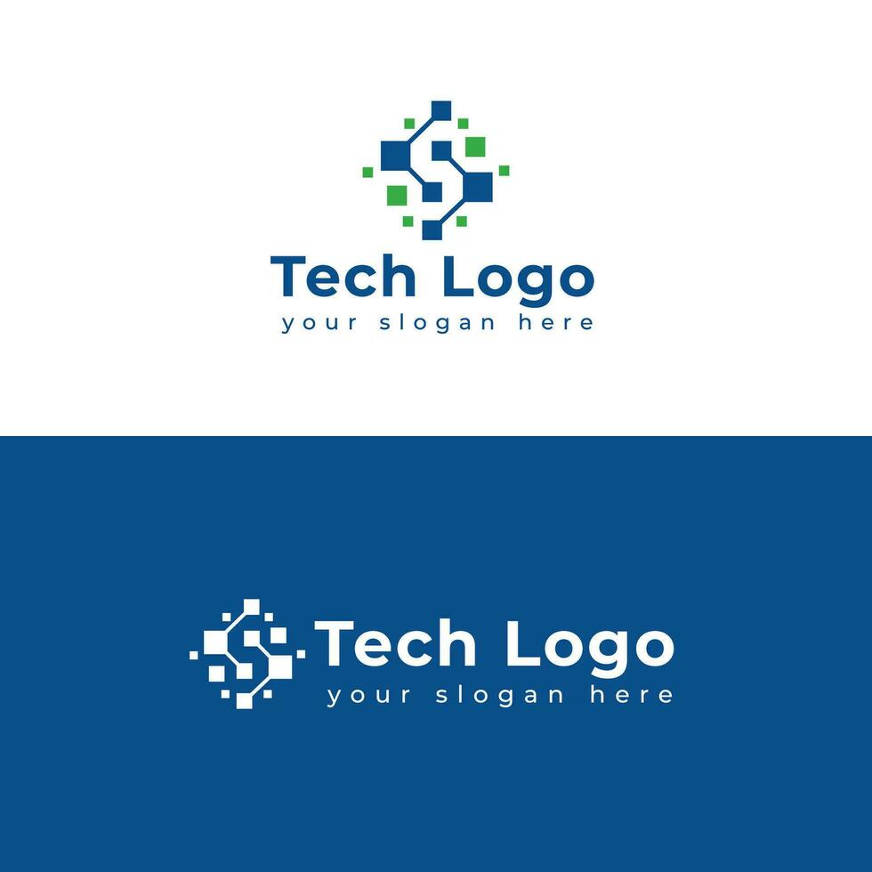 tecnología logo modelo vector ilustración gráfico geométrico tecnología logo