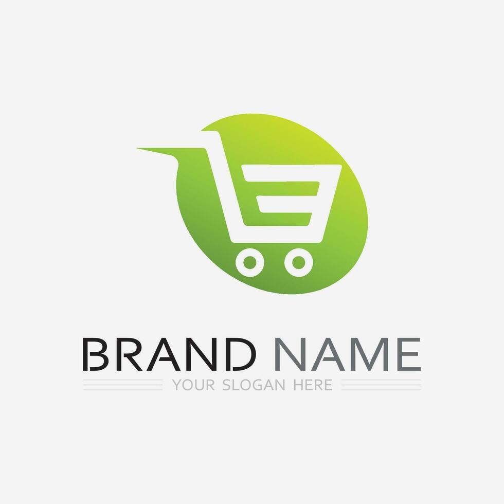 basket and cart icon and logo vector design shopping illustration