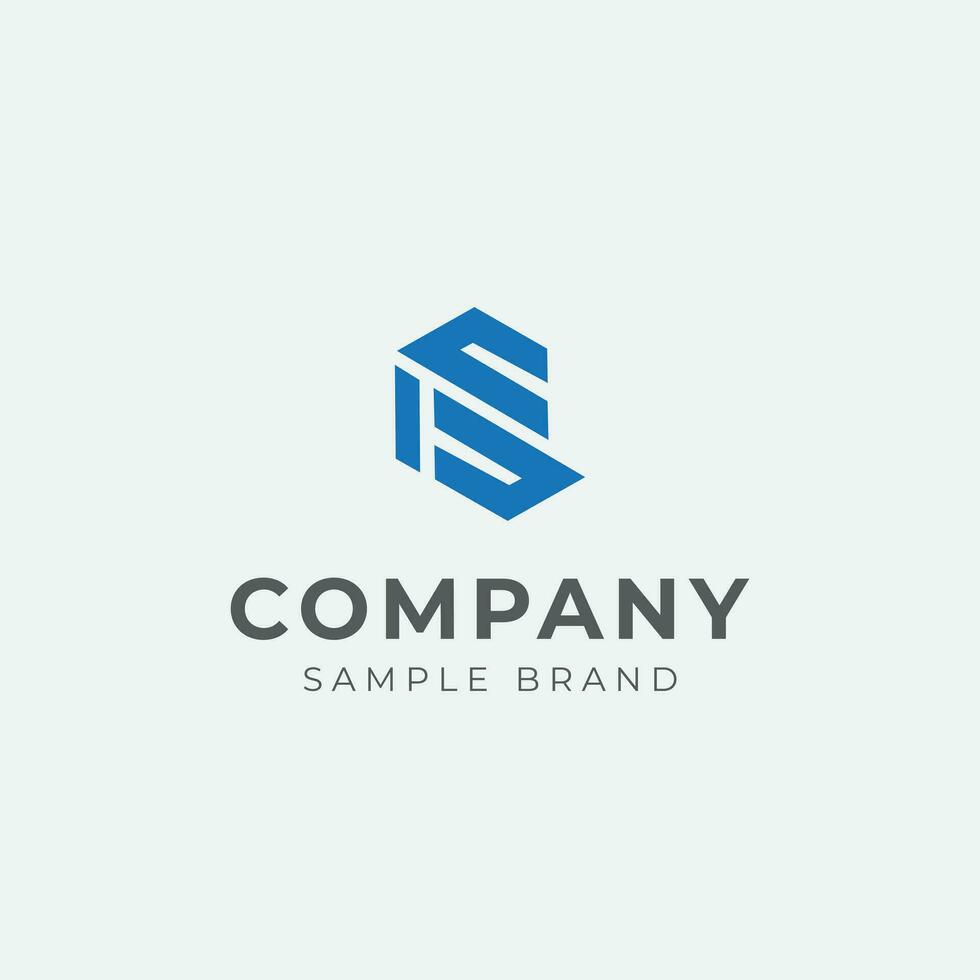letter S geometric logo, in blue color vector
