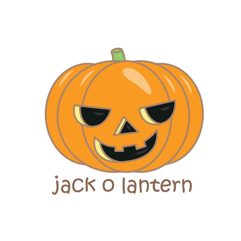 alfabeto j para Jack o linterna vocabulario colegio lección estudiante dibujos animados ilustración vector clipart